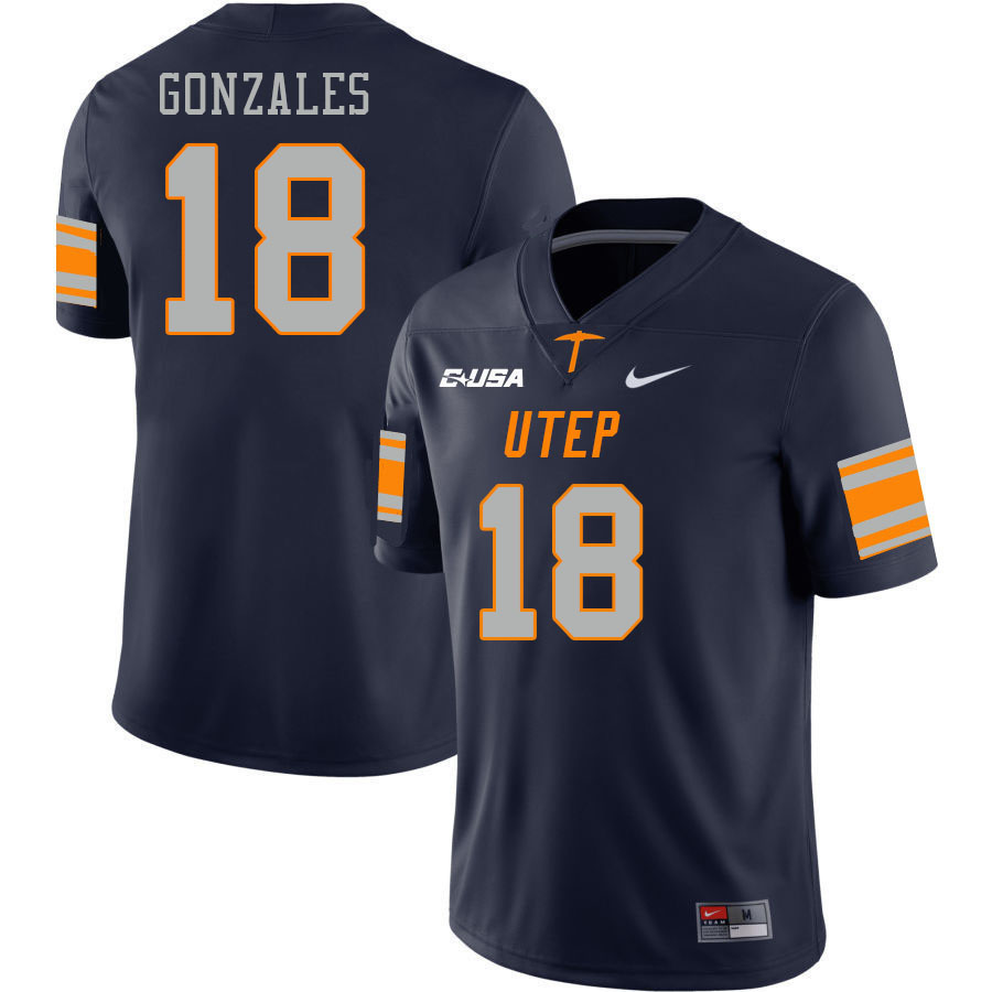 Men-Youth #18 Ryan Gonzales UTEP Miners 2023 College Football Jerseys Stitched-Navy